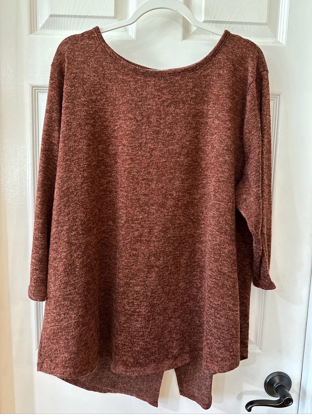 Perch by Blu Pepper Women's 3XL 3/4 Sleeve Tunic Sweater Rust Rear Bow Detail
